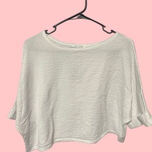 Caution To The Wind Cream Waffle-Knit Boxy Crop Top